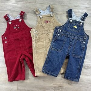 Talbots Kids 6M Lot Of Corduroy‎ & Denim Overalls Sports Fire truck Car